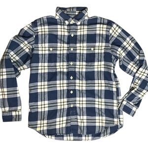 J. Crew Men's Blue Plaid Flannel Shirt 100% Cotton Size Med